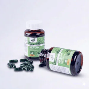 Pure Matcha Capsules bottle with 60 antioxidant rich capsules